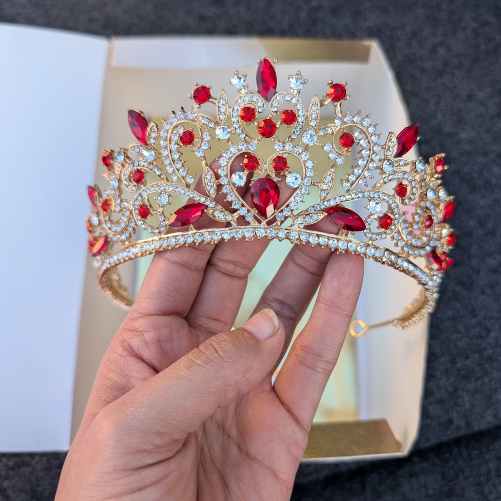 Elegant Gold and Red Tiara